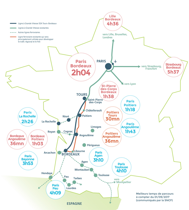 carte tracé LGV