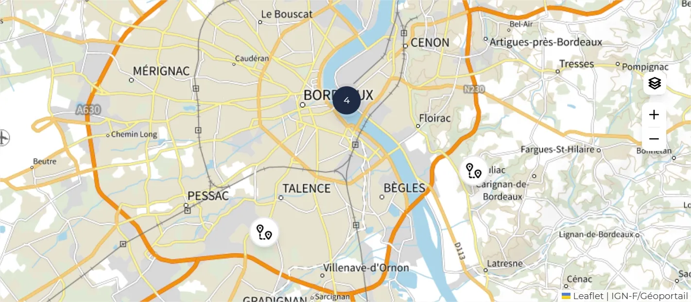 Carte gravel Bordeaux