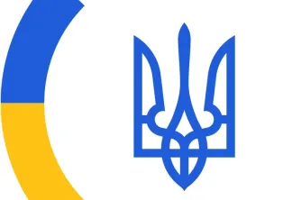 Logo de Bordeaux composé d'un croissant bleu et jaune et du trident ukrainien bleu